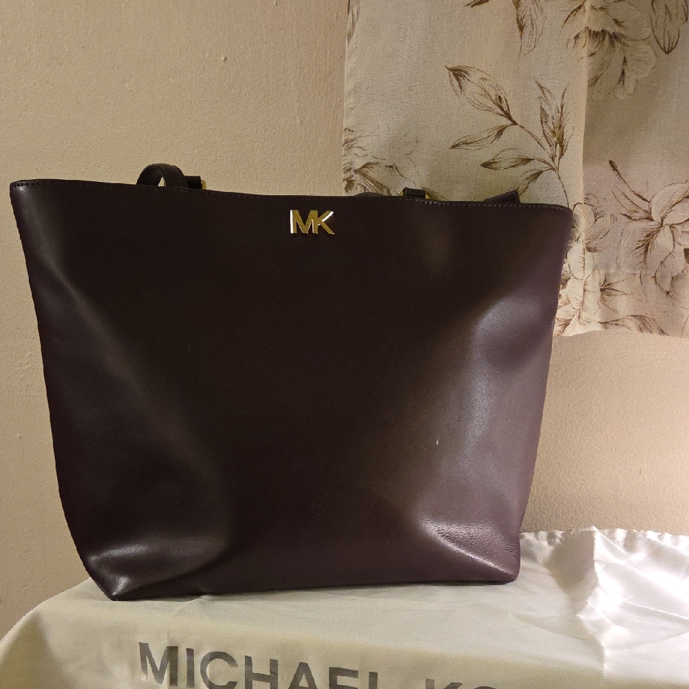 Michael Kors Dark Purple Tote with Gold Logo